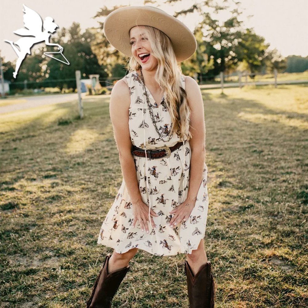 NWT TASHA POLIZZI Ellen Tiered Rodeo Print Dress